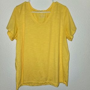BobbieBrooks 1X Women's Tee Shirt Yellow Vee Neck